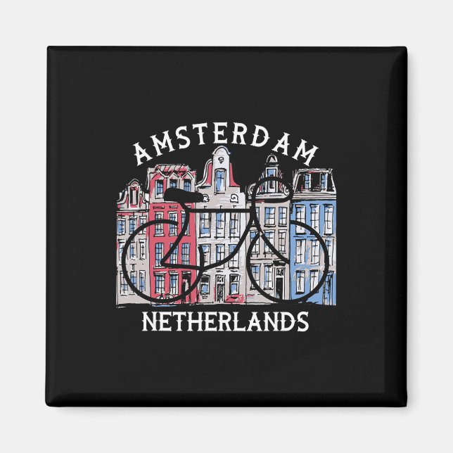 Cykling Amsterdam Nederländerna Grafik  Magnet (Framsidan)