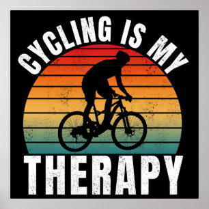 Cykling är min terapi Rolig Vintage Typografi Poster