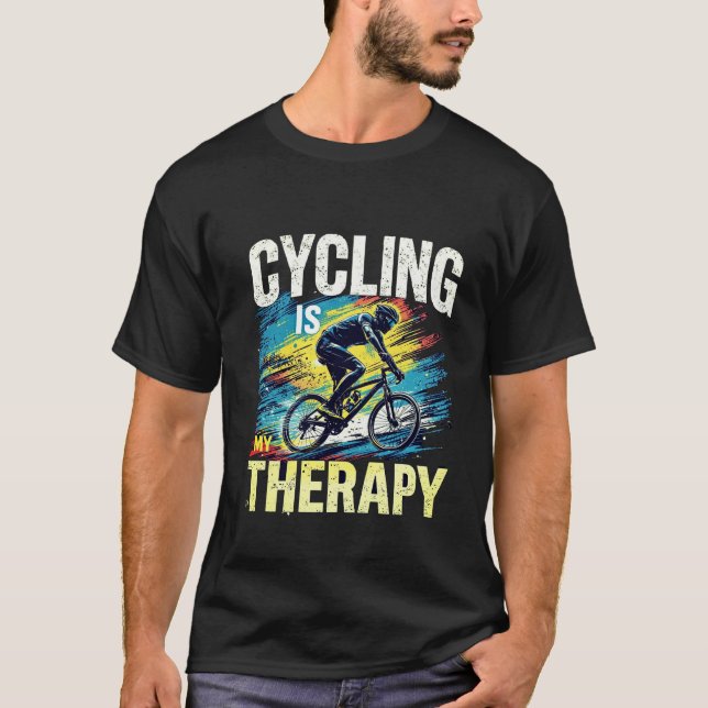 Cykling är min terapi t shirt (Framsida)