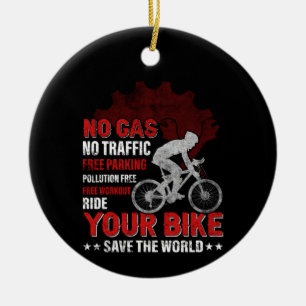 Cykling Art No Gas No Traffic Julgransprydnad Keramik