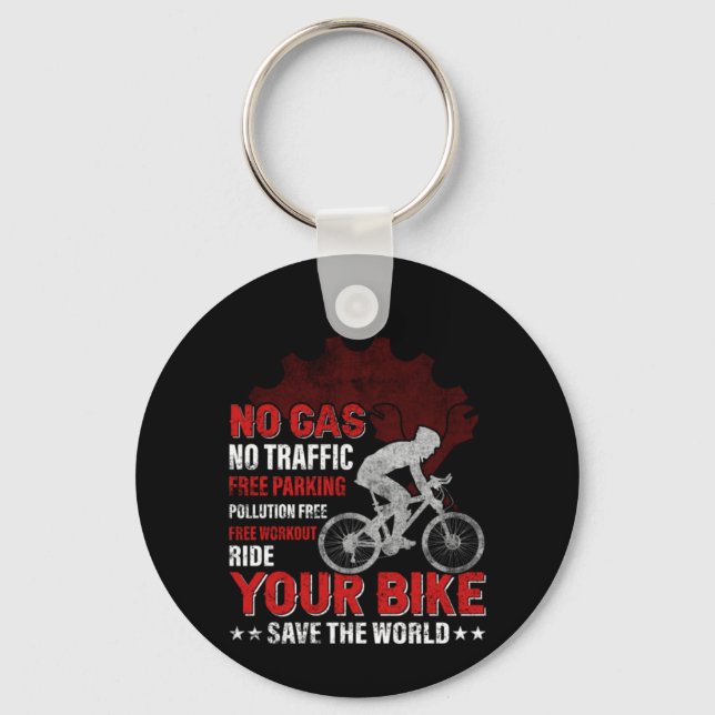 Cykling Art No Gas No Traffic Nyckelring (Framsida)