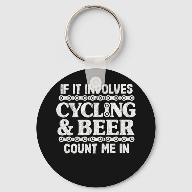Cykling Beer Drinking Biking Funny Cyclist Gift Qu Nyckelring (Framsida)
