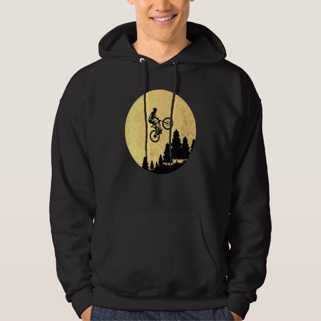 Cykling Bicycle Mountain Biking Måne Art Riding Hoodie (Framsida)