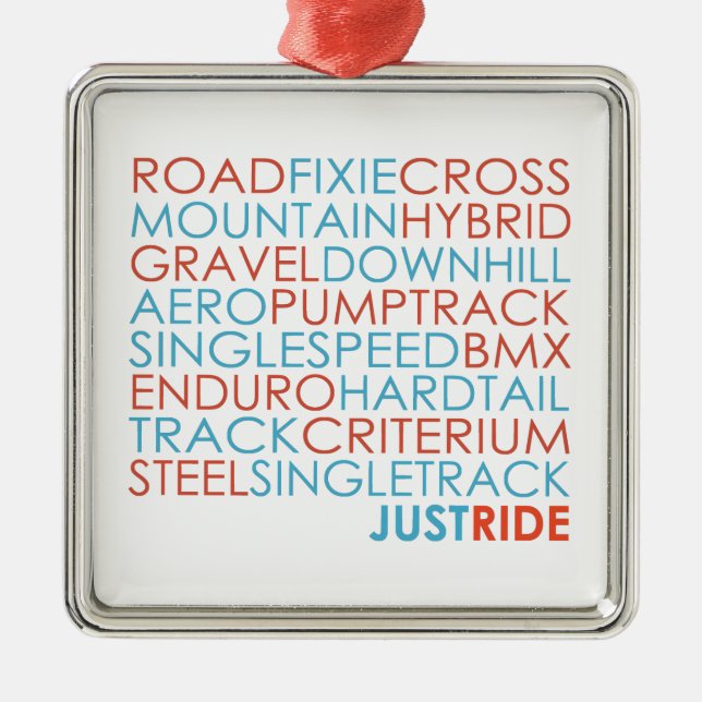 Cykling Bicycles Bikes Mountain Bike Just Ride Julgransprydnad Metall (Framsidan)