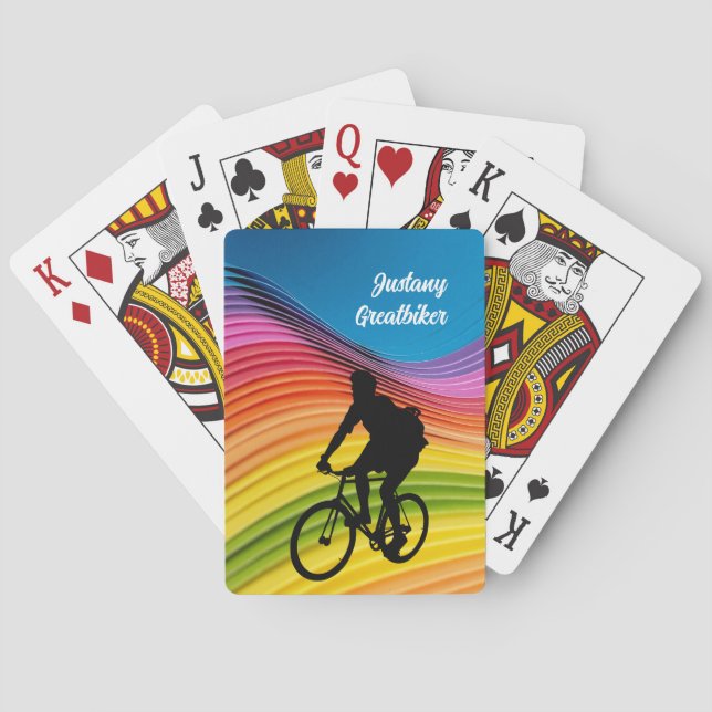 Cykling/byte med Biker Silhouette personalize Casinokort (Baksidan)