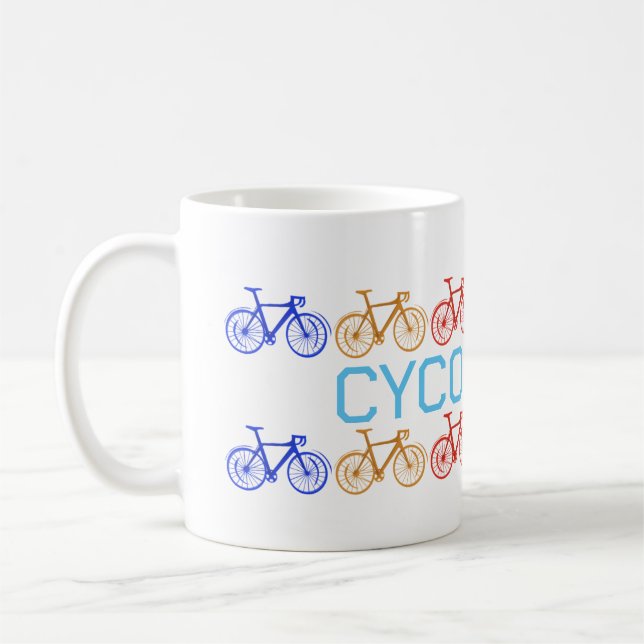 Cykling, cykel, cykel, cyklist, cykolog kaffemugg (Vänster)