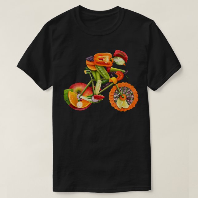 Cykling för frukt och grönsaker samt triatlon och  t shirt (Design framsida)