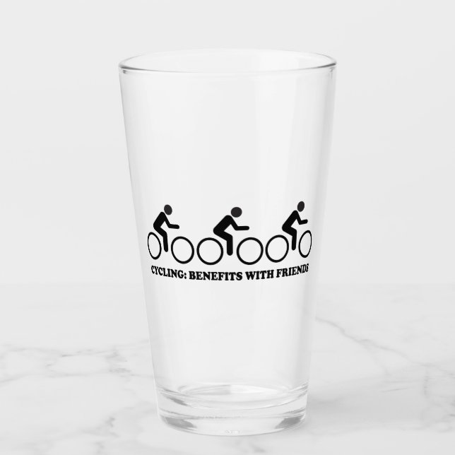Cykling Fördelar Med Vänner Glaskopp (Framsida)