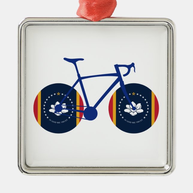 Cykling från Mississippi Flagga Julgransprydnad Metall (Framsidan)