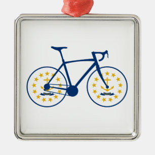 Cykling från rhode island Flagga Julgransprydnad Metall