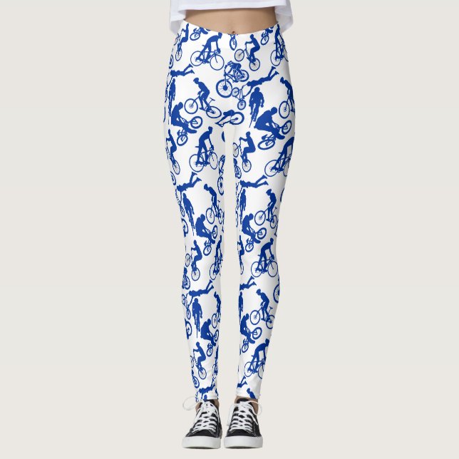 Cykling Freestyles Mönster.w x4 White BG Leggings (Framsida)