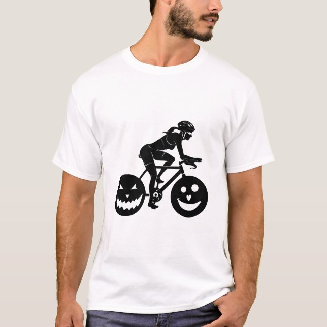 Cykling Halloween T Shirt (Framsida)
