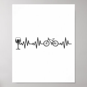 Cykling Hjärtklappning Vin Mountainbike Cykel Cyc Poster