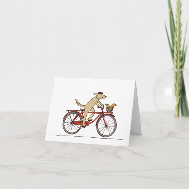 Cykling Hund med ekorrevän - Roligt Djurkonst Tack Kort (Framsida)