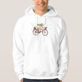 Cykling Hund och ekorrel Whimsical Winter Helgdag Hoodie