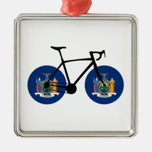 Cykling i New York Statlig flagga Julgransprydnad Metall