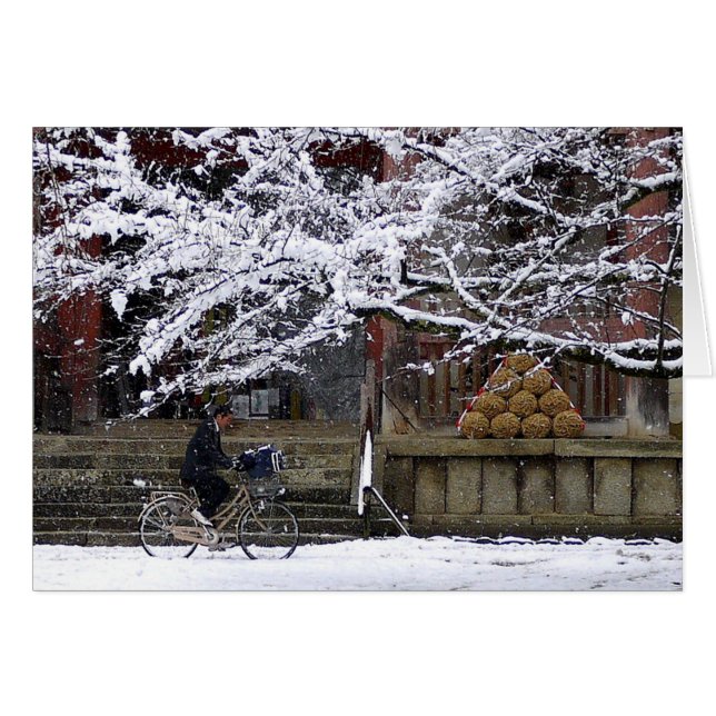 Cykling i Snö Hälsningskort (Framsidan Horizontal)