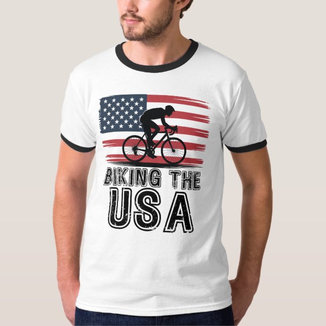 Cykling i USA, 4 juli Cyklist T Shirt (Framsida)