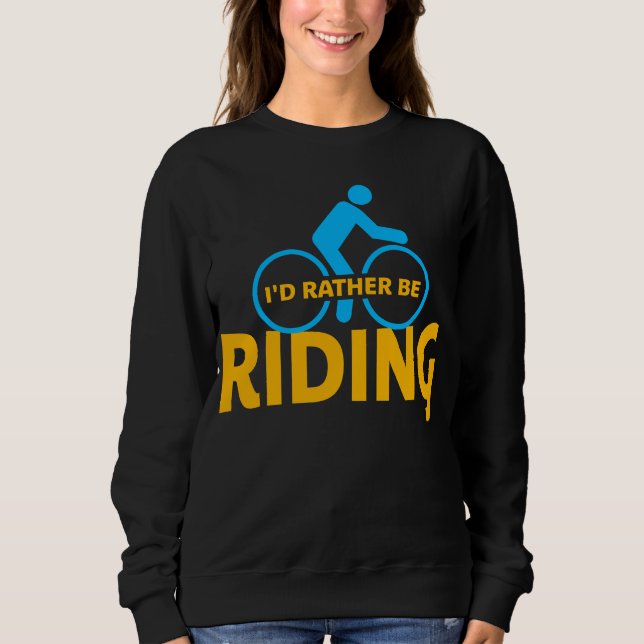 Cykling Jag Skulle Hellre Rida Gul Blå T Shirt (Framsida)