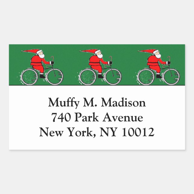 Cykling Jultomten Rektangulärt Klistermärke (Framsida)