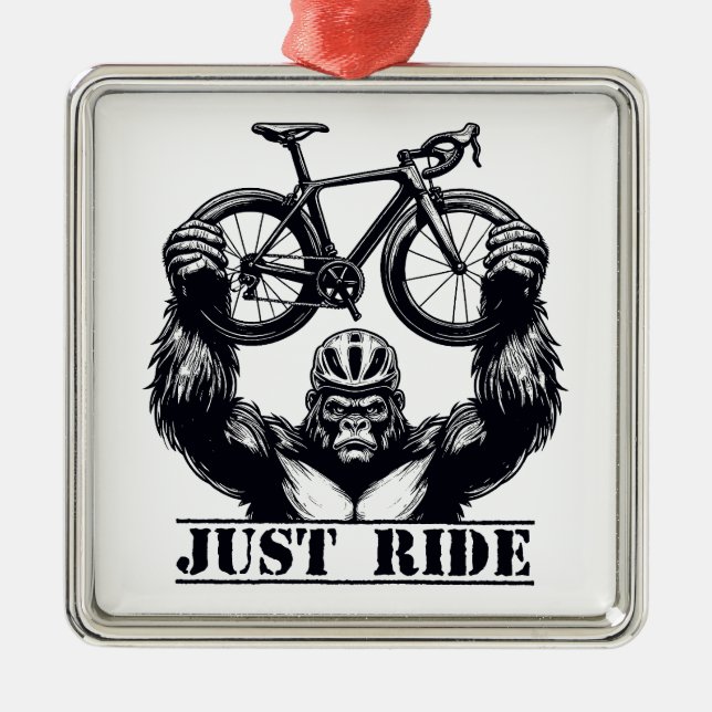 Cykling Just Ride Gorilla Julgransprydnad Metall (Framsidan)