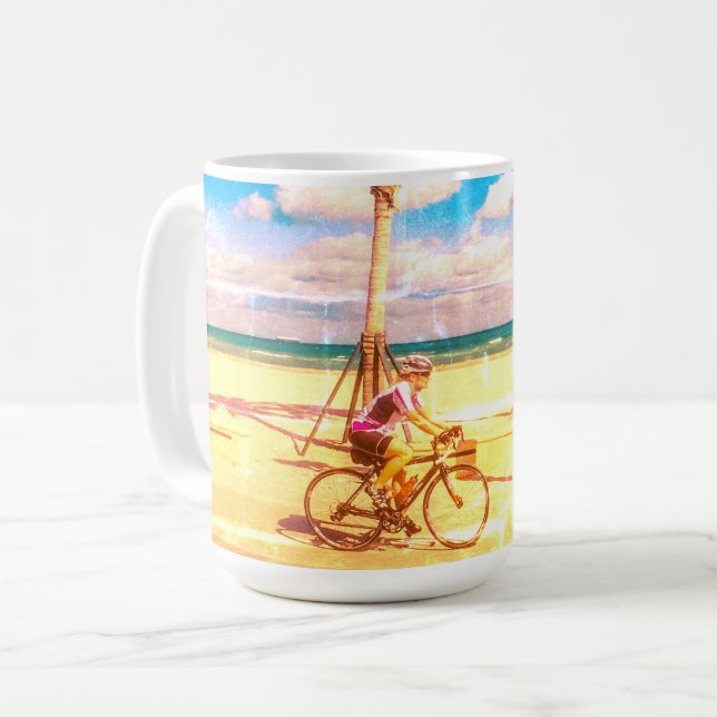 Cykling längs stranden kaffemugg (Framsida vänster)