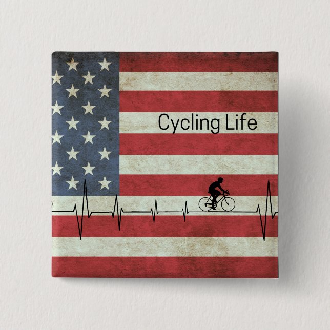 Cykling Life, Stars och stripes Knapp (Framsida)