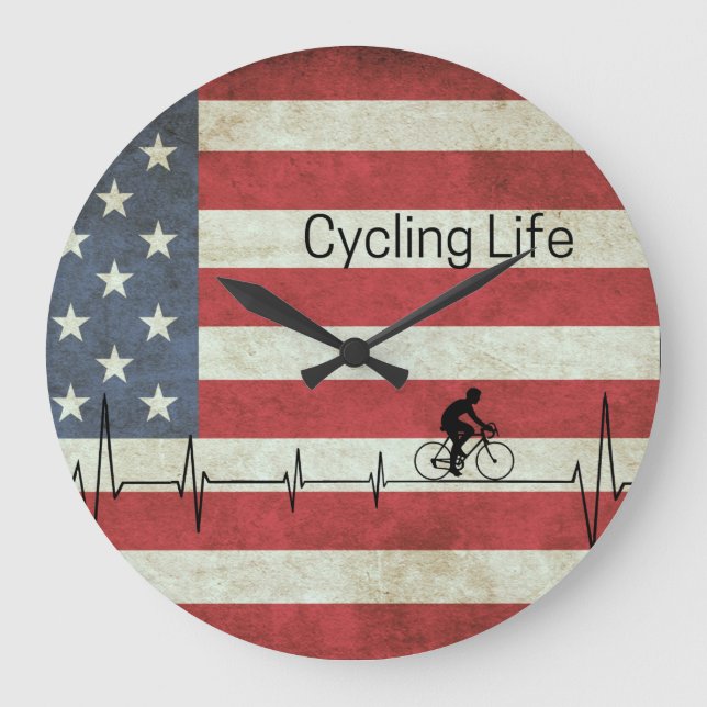 Cykling Life, Stars och stripes Stor Klocka (Framsida)