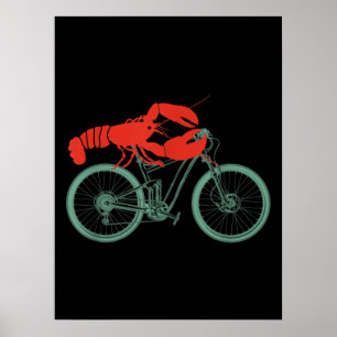 Cykling Lobster MTB Cycolog Funny Cyclist Poster