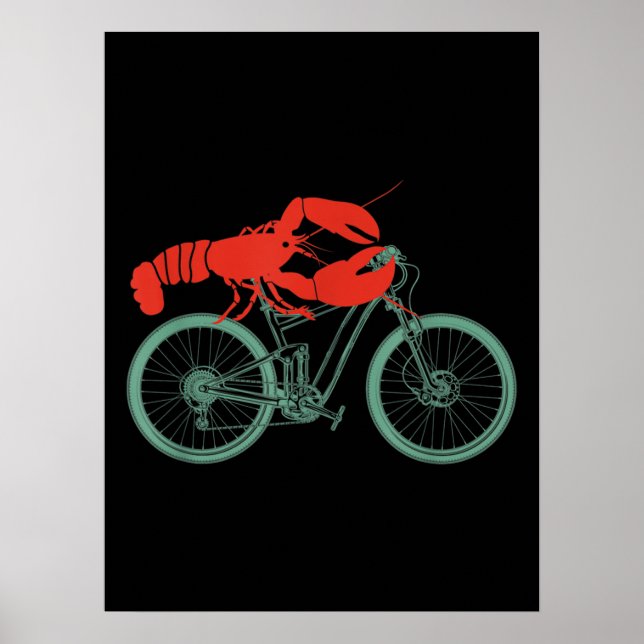 Cykling Lobster MTB Cycolog Funny Cyclist Poster (Framsidan)