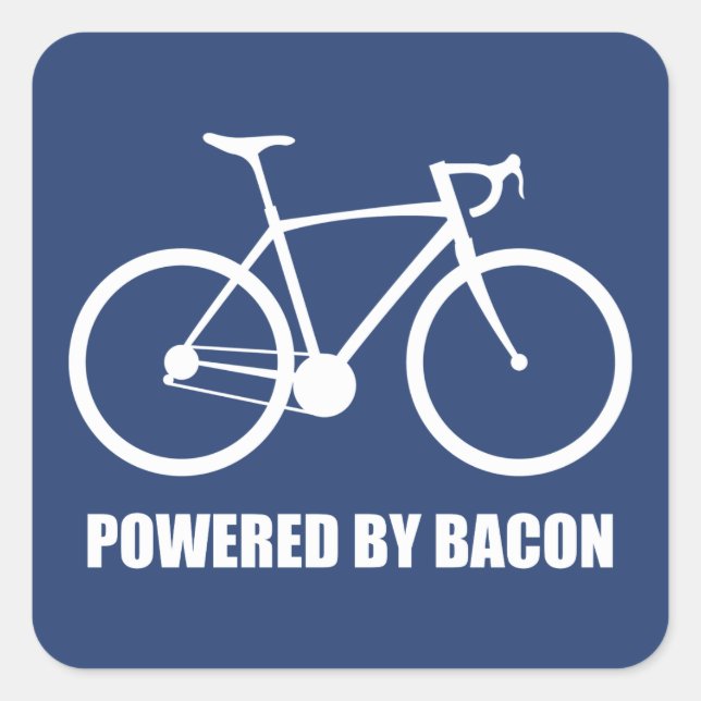 Cykling med Bacon Fyrkantigt Klistermärke (Framsida)