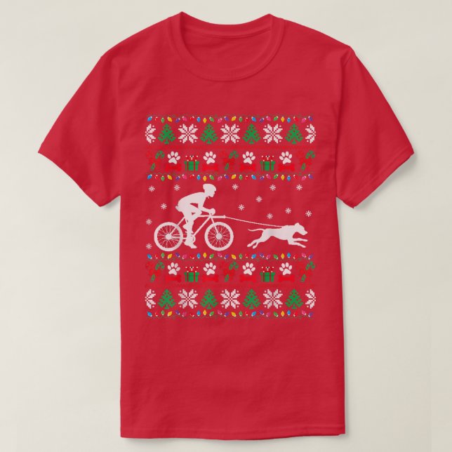 Cykling med Hundar fuktig julsötare Xm T Shirt (Design framsida)