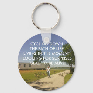 CYKLING NEDÅT VÄG AV LIFE KEYCHAIN NYCKELRING