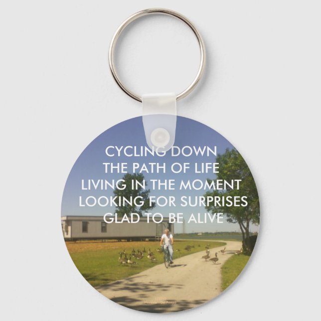 CYKLING NEDÅT VÄG AV LIFE KEYCHAIN NYCKELRING (Framsida)