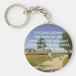 CYKLING NEDÅT VÄG AV LIFE KEYCHAIN NYCKELRING