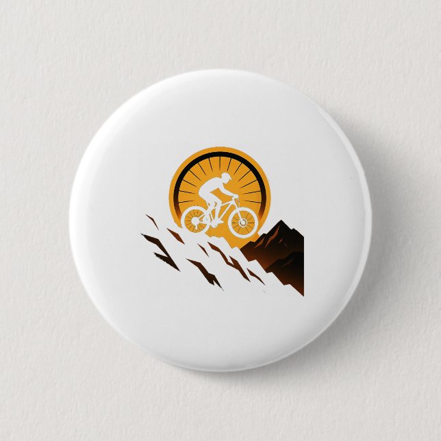 Cykling nedför backen Design Solnedgång Ride Stig  Knapp (Framsida)