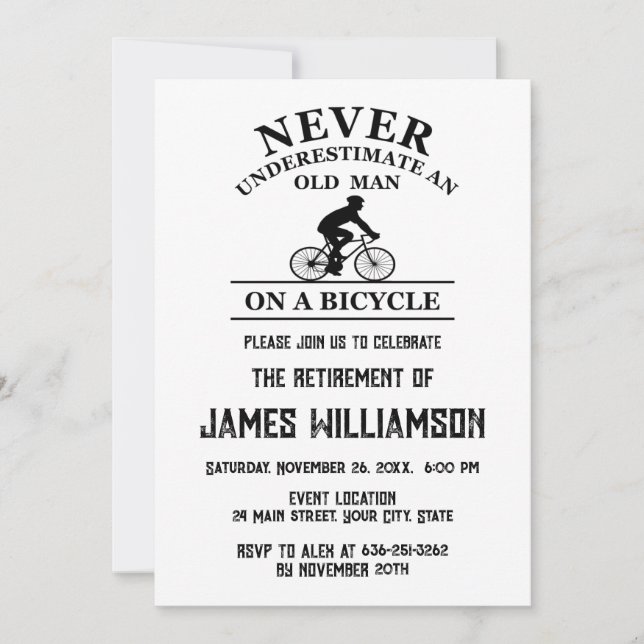 Cykling pensionerad pensionsfest inbjudningar (Framsida)