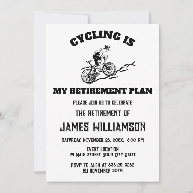 Cykling pensionerad pensionsfest inbjudningar (Framsida)