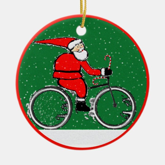 Cykling Santa Collecsible Ceramic Ornament (Framsidan)