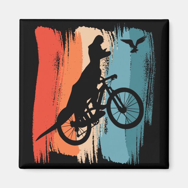 Cykling T-Rex Dinosaur Mountainbike Dino Ridning Magnet (Framsidan)