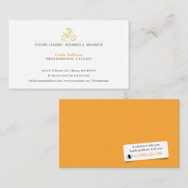 Cykling Tränar | Cyklist för Professionell Visitkort (Fram/baksida)