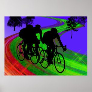 Cykling Trio på Ribbon Road Poster