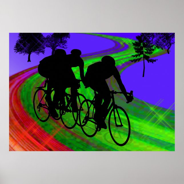 Cykling Trio på Ribbon Road Poster (Framsidan)