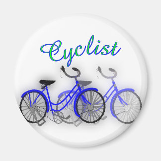 Cyklist (1950 cykel) vattenfärgsdesign i teckning magnet