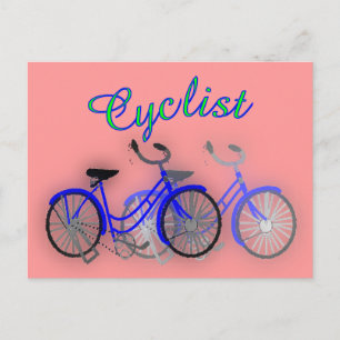 Cyklist (1950 cykel) vattenfärgsdesign i teckning vykort
