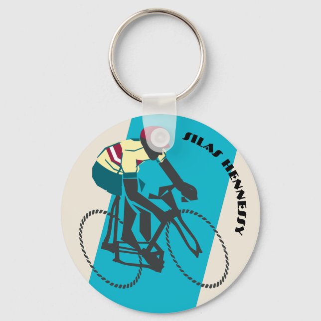 Cyklist (blå) nyckelring (Framsida)