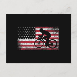 Cyklist Cycling Bicycle American Flagga 4:e juli Vykort
