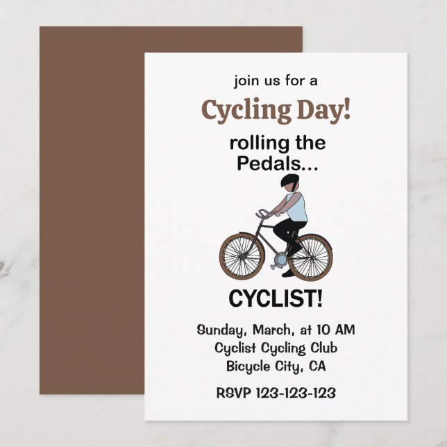Cyklist Cykel Cykeldag Inbjudningar (Fram/baksida)