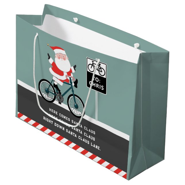 Cyklist cyklar på semester stor presentpåse (Framsidan Vinklad)