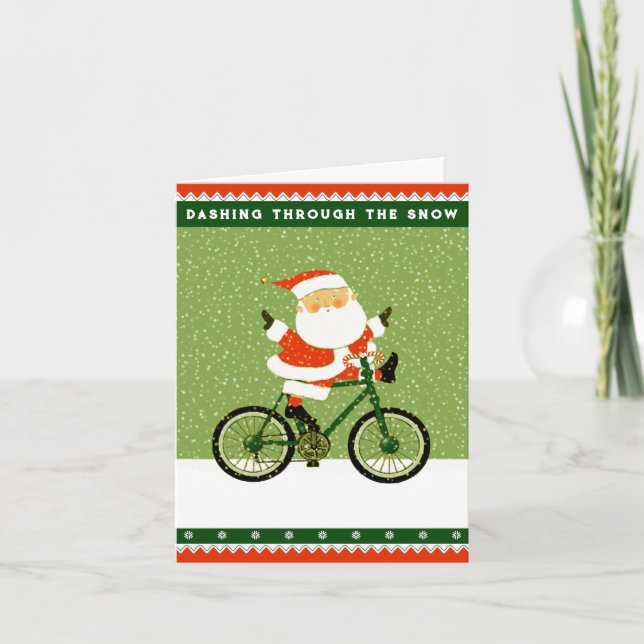 Cyklist cyklar semester julkort helgkort (Framsida)